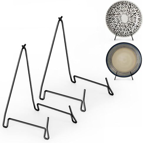 PUERSI 2 Pack Bowl Display Stand, 10 Inch Iron Bowl Holder, Large Plate Stands for Display Large Deep Plates, Platters, Easels, Dishes, Frame, 10" H X 6.2" W X 6.9" D (For Bowls under 5" in Depth) in Saudi Arabia