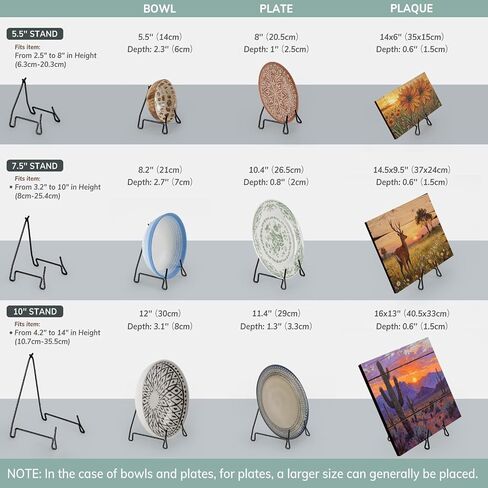 PUERSI 2 Pack Bowl Display Stand, 10 Inch Iron Bowl Holder, Large Plate Stands for Display Large Deep Plates, Platters, Easels, Dishes, Frame, 10" H X 6.2" W X 6.9" D (For Bowls under 5" in Depth) in Saudi Arabia