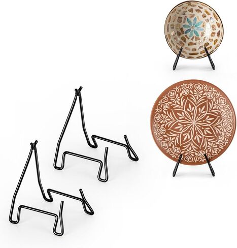 PUERSI 2 Pack Bowl Display Stand, 10 Inch Iron Bowl Holder, Large Plate Stands for Display Large Deep Plates, Platters, Easels, Dishes, Frame, 10" H X 6.2" W X 6.9" D (For Bowls under 5" in Depth) in Saudi Arabia
