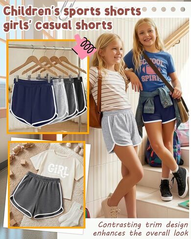 4 Pack Girls' Athletic Shorts Running Dolphin Shorts Casual Gym Workout SweatShorts for Kids Teens in Saudi Arabia