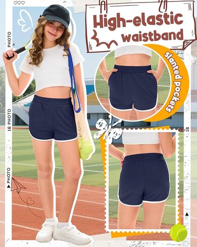 4 Pack Girls' Athletic Shorts Running Dolphin Shorts Casual Gym Workout SweatShorts for Kids Teens in Saudi Arabia