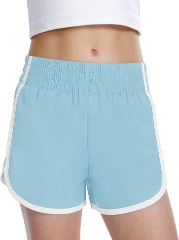 QooNoo Girls Athletic Shorts High Waist Running Shorts Dolphin Quick Dry Active Soccer Workout Sports Shorts for Kids Teen in Saudi Arabia