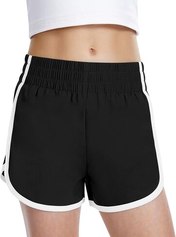 QooNoo Girls Athletic Shorts High Waist Running Shorts Dolphin Quick Dry Active Soccer Workout Sports Shorts for Kids Teen in Saudi Arabia