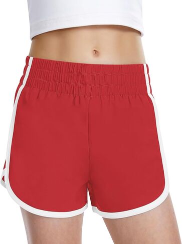 QooNoo Girls Athletic Shorts High Waist Running Shorts Dolphin Quick Dry Active Soccer Workout Sports Shorts for Kids Teen in Saudi Arabia