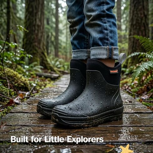 Showave Kid's Rain Boots Waterproof Short Rubber Boots for Boys Girls Non-slip Ankle Mud Boot Durable Insulated Neoprene Booties Outdoor All Season in Saudi Arabia