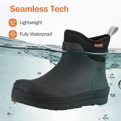 Showave Kid's Rain Boots Waterproof Short Rubber Boots for Boys Girls Non-slip Ankle Mud Boot Durable Insulated Neoprene Booties Outdoor All Season in Saudi Arabia