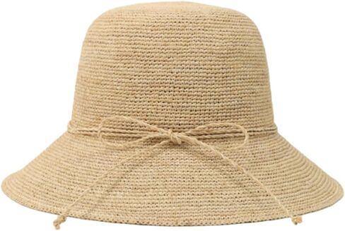 Women's Raffia Straw Hat Summer Beach Bucket Hat Handmade Natural Raffia Woven Sun Hats Foldable Floppy Cap in Saudi Arabia