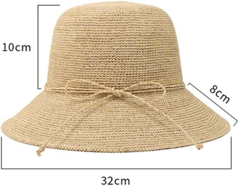 Women's Raffia Straw Hat Summer Beach Bucket Hat Handmade Natural Raffia Woven Sun Hats Foldable Floppy Cap in Saudi Arabia