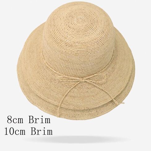 Women's Raffia Straw Hat Summer Beach Bucket Hat Handmade Natural Raffia Woven Sun Hats Foldable Floppy Cap in Saudi Arabia