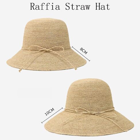 Women's Raffia Straw Hat Summer Beach Bucket Hat Handmade Natural Raffia Woven Sun Hats Foldable Floppy Cap in Saudi Arabia