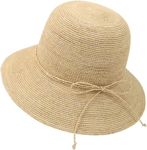 Women's Raffia Straw Hat Summer Beach Bucket Hat Handmade Natural Raffia Woven Sun Hats Foldable Floppy Cap in Saudi Arabia