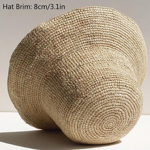 KORADI Women Raffia Beach Hat Natural Raffia Straw Bucket Hat Handwoven Foldable Sun Hats Wide Brim Summer Travel Cap in Kuwait