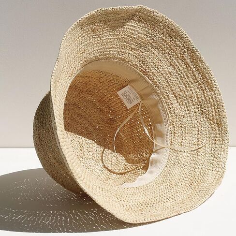 KORADI Women Raffia Beach Hat Natural Raffia Straw Bucket Hat Handwoven Foldable Sun Hats Wide Brim Summer Travel Cap in Kuwait