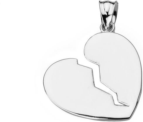 14k White Gold Broken Heart Charm Pendant in Saudi Arabia