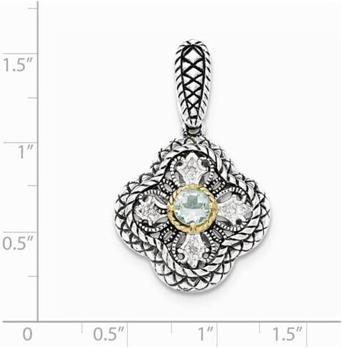 قلادة Diamond2Deal من الذهب عيار 14 قيراط والفضة الاسترليني المطلية بالروديوم مع لمسة ذهبية Qrtz CZ تخريمية على شكل البرسيم in Kuwait