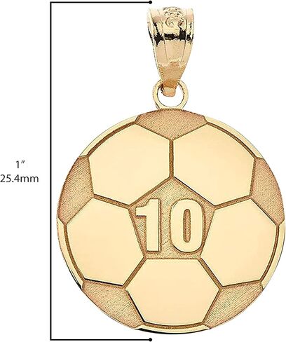14K Yellow Gold Soccer Ball 5/8" Customized Pendant - Choice of Number (Front) and Name (Back) in Kuwait