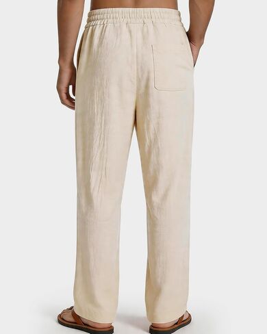 Men's Casual Pants Elastic Waist with Drawstring Loose Fit Beach Summer Trousers for Travel and Lounge Wear in Kuwait