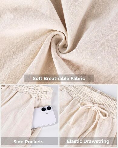 Men's Casual Pants Elastic Waist with Drawstring Loose Fit Beach Summer Trousers for Travel and Lounge Wear in Kuwait