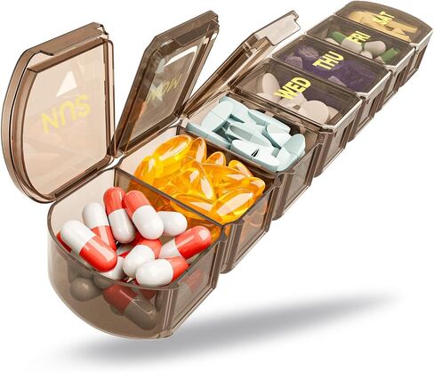 Large Pill Organizer Weekly - SHIJOINYU 7 Day Pill Box with Easy-Open Design, Daily Medicine Pill Organizer for Vitamins, Supplements, Fish Oils and Medications - Pink in Kuwait