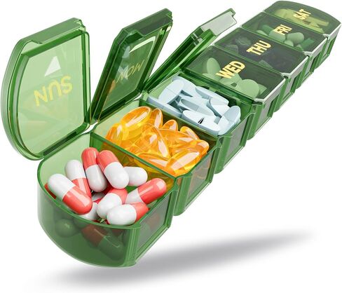 Large Pill Organizer Weekly - SHIJOINYU 7 Day Pill Box with Easy-Open Design, Daily Medicine Pill Organizer for Vitamins, Supplements, Fish Oils and Medications - Pink in Kuwait