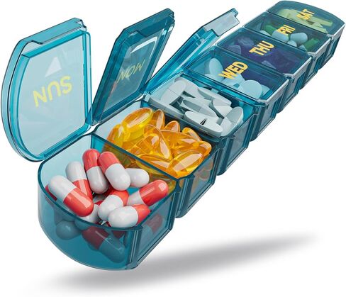 Large Pill Organizer Weekly - SHIJOINYU 7 Day Pill Box with Easy-Open Design, Daily Medicine Pill Organizer for Vitamins, Supplements, Fish Oils and Medications - Pink in Kuwait
