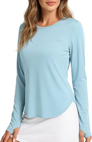 Long Sleeve Workout Tops for Women UPF 50+ UV Protection Sun Shirts Quick Dry for Running Hiking with Thumb Hole in Saudi Arabia
