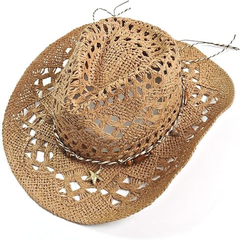 Women's Men's Straw Cowboy Hat Cowgirl Woven Sun Hat Western Cowboy Hat in Saudi Arabia