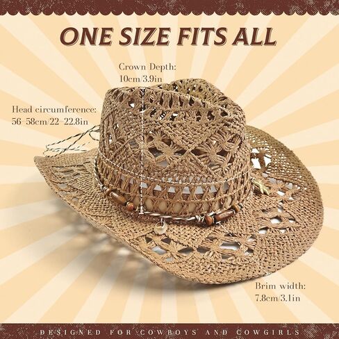 Women's Men's Straw Cowboy Hat Cowgirl Woven Sun Hat Western Cowboy Hat in Saudi Arabia