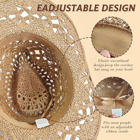 Women's Men's Straw Cowboy Hat Cowgirl Woven Sun Hat Western Cowboy Hat in Saudi Arabia