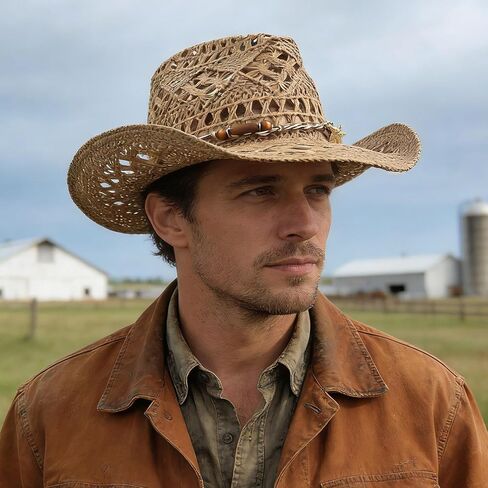 Women's Men's Straw Cowboy Hat Cowgirl Woven Sun Hat Western Cowboy Hat in Saudi Arabia