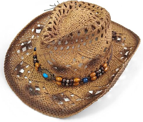 Women's Men's Straw Cowboy Hat Cowgirl Woven Sun Hat Western Cowboy Hat in Saudi Arabia