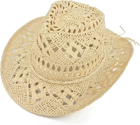 Women's Men's Straw Cowboy Hat Cowgirl Woven Sun Hat Western Cowboy Hat in Saudi Arabia