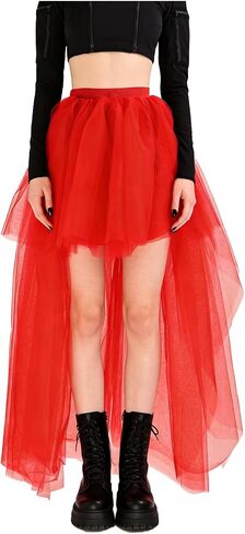 Women High Low Tutu Tulle Bustle Skirt Elastic Waist Dovetail Skirts for Wedding Party Performance in Saudi Arabia
