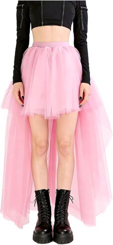 Women High Low Tutu Tulle Bustle Skirt Elastic Waist Dovetail Skirts for Wedding Party Performance in Saudi Arabia