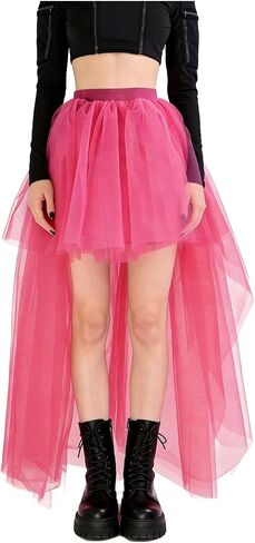 Women High Low Tutu Tulle Bustle Skirt Elastic Waist Dovetail Skirts for Wedding Party Performance in Saudi Arabia