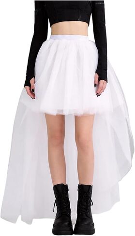 Women High Low Tutu Tulle Bustle Skirt Elastic Waist Dovetail Skirts for Wedding Party Performance in Saudi Arabia