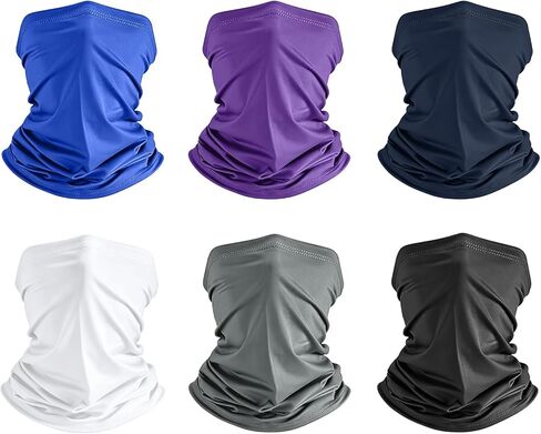 6 Pack Cooling Neck Gaiter Face Mask for Men Women Breathable Dust UV Protection Multifunctional Reusable Face Cover in Kuwait