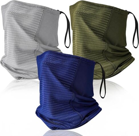 3 Pack Adjustable Cooling Neck Gaiter with Mesh Holes and Strap, UV Protect Face Scarf Breathable in Saudi Arabia