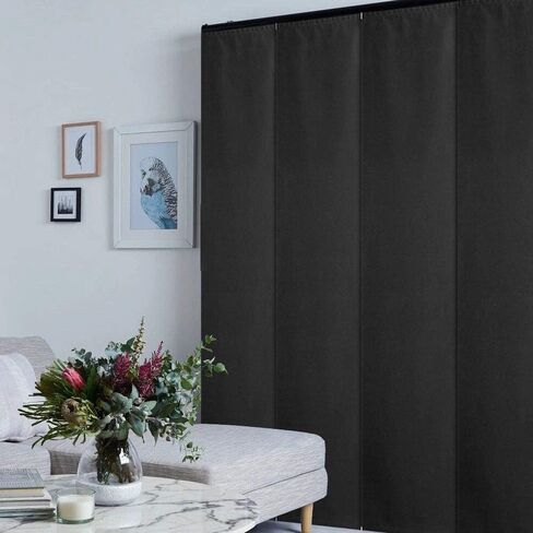LETAU Cordless Sliding Panels Track Blinds, 100% Blackout Made to Order Vertical Blinds for Large Windows, Sliding Doors, Open Spaces and Room Dividers, Black in Kuwait