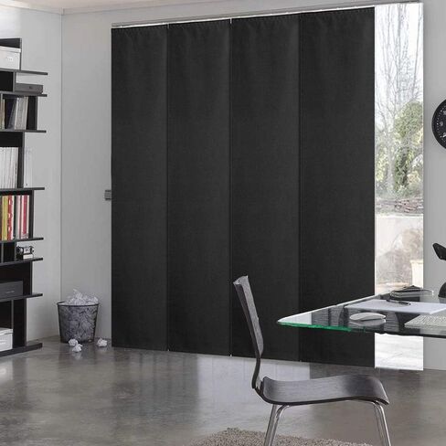 LETAU Cordless Sliding Panels Track Blinds, 100% Blackout Made to Order Vertical Blinds for Large Windows, Sliding Doors, Open Spaces and Room Dividers, Black in Kuwait