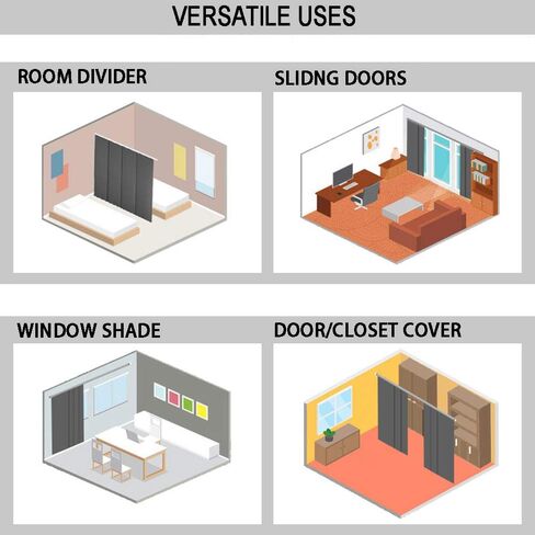 LETAU Cordless Sliding Panels Track Blinds, 100% Blackout Made to Order Vertical Blinds for Large Windows, Sliding Doors, Open Spaces and Room Dividers, Black in Kuwait