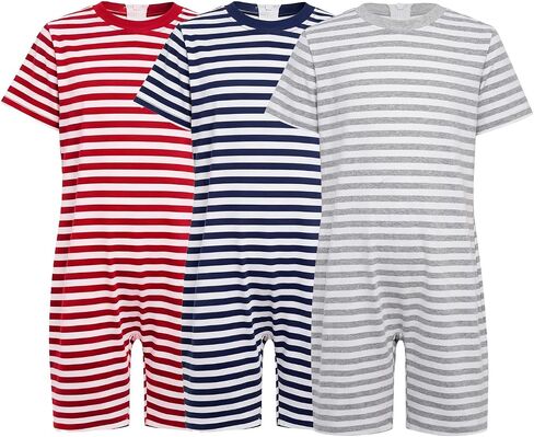 easyforever Unisex Anti-strip Romper Stripe Adaptive Jumpsuit Sensory Friendly Clothes for Casual Daily Wear in Saudi Arabia
