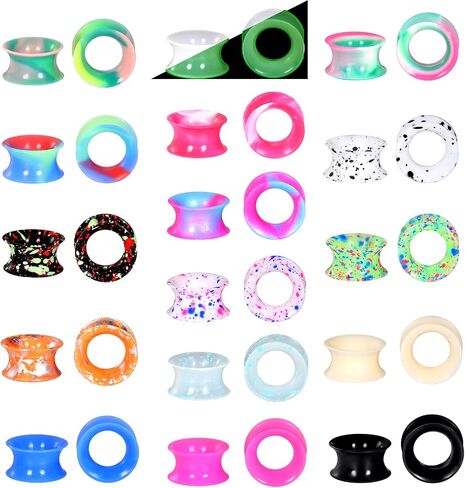 Xpircn 30Pcs Silicone Ear Gauges Flexible Ear Tunnels Plugs Stretchers Expander Double Flared Flesh Ear Piercing Jewelry for Women Men in Saudi Arabia