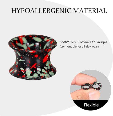 Xpircn 30Pcs Silicone Ear Gauges Flexible Ear Tunnels Plugs Stretchers Expander Double Flared Flesh Ear Piercing Jewelry for Women Men in Saudi Arabia