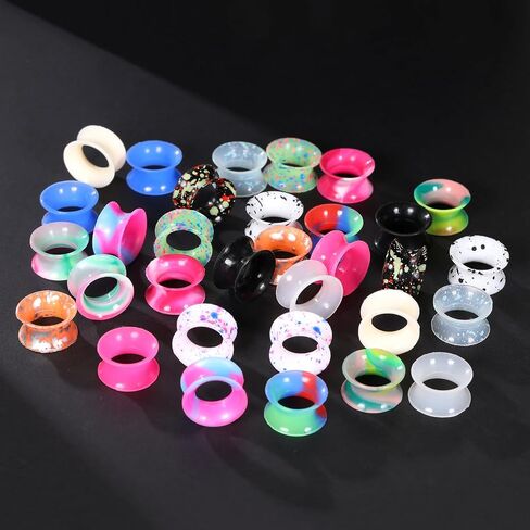 Xpircn 30Pcs Silicone Ear Gauges Flexible Ear Tunnels Plugs Stretchers Expander Double Flared Flesh Ear Piercing Jewelry for Women Men in Saudi Arabia