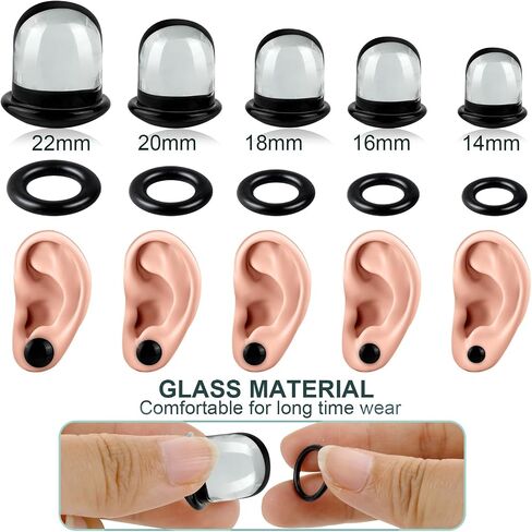 2-4Pcs Glass/Stone Ear Gauges Stretching Kit 3-41mm Plugs for Ears Gauges with Rubber Rings Single Flare Glass Ear Stretching Kit Ear Expander Body Piercing Jewelry for Women Men in Kuwait