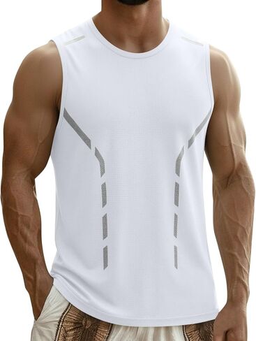 Men's Sleeveless Shirt Quick Dry Workout Tank Top Gym Muscle T Shirts Moisture Wicking Sport Athletic Tanks in Kuwait