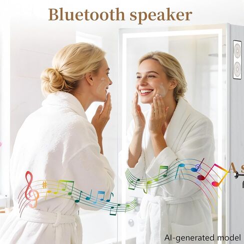 LED Mirror Jewelry Cabinet with Bluetooth Speaker ，Door/Wall Mounted,Equipped with Three Color Light Strips,Full-Length Illuminated Mirror,Jewelry Storage Function in Saudi Arabia