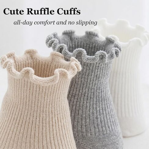 Women Ruffle Socks, Cute Ankle Crew Socks for Women, 4 Pairs Frilly Womens Socks Size 5-9 in Saudi Arabia