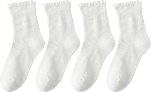 Women Ruffle Socks, Cute Ankle Crew Socks for Women, 4 Pairs Frilly Womens Socks Size 5-9 in Saudi Arabia